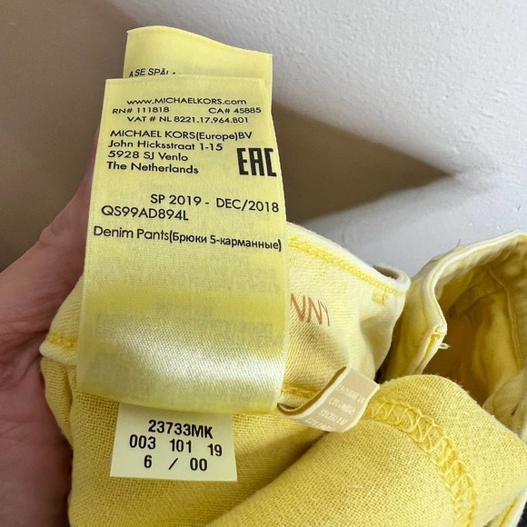 Michael Kors Izzy Skinny Jeans 6 Yellow Mid Rise Ankle Denim Spring Pants Summer - Picture 7 of 9